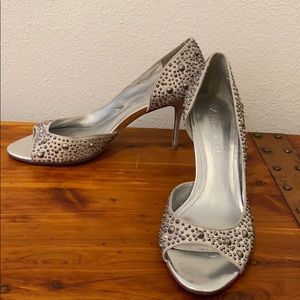 Studded Silver Peeptoes